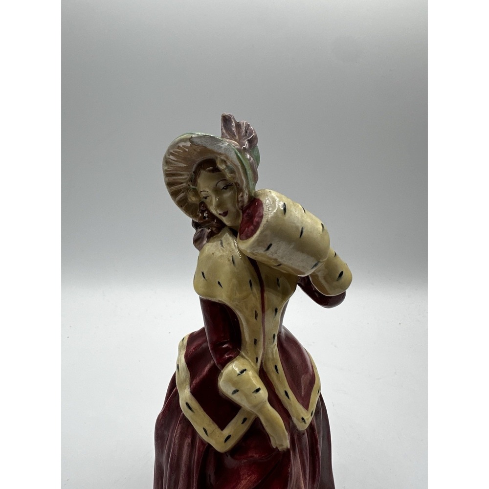 Vintage Ceramic Victorian Lady Figurine The Ermine Coat Winter Christmas 7" - Picture 10 of 16